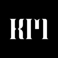 diseño del logotipo de la letra km km. letra inicial km mayúscula monograma logo color blanco. logotipo de km, diseño de km. kilómetro, kilómetro vector