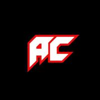 diseño de logotipo de letra ac sobre fondo negro. concepto de logotipo de letra de iniciales creativas ac. diseño de icono de CA. ac diseño de icono de letra blanca y roja sobre fondo negro. C.A vector