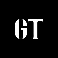 GT G T letter logo design. Initial letter GT uppercase monogram logo white color. GT logo, G T design. GT, G T vector