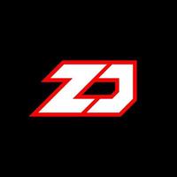 ZJ logo design, initial ZJ letter design with sci-fi style. ZJ logo for game, esport, Technology, Digital, Community or Business. Z J sport modern Italic alphabet font. Typography urban style fonts. vector