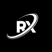 diseño del logotipo de la letra rx rx. letra inicial rx círculo vinculado en mayúsculas logotipo del monograma rojo y azul. logotipo de RX, diseño de RX. rx, rx vector