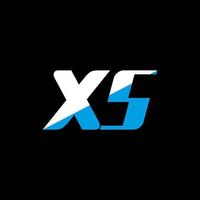 diseño del logotipo de la letra xs sobre fondo negro. concepto de logotipo de letra de iniciales creativas xs. diseño de icono xs. xs diseño de icono de letra blanca y azul sobre fondo negro. xs vector