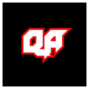 QA logo design, initial QA letter design with sci-fi style. QA logo for game, esport, Technology, Digital, Community or Business. Q A sport modern Italic alphabet font. Typography urban style fonts. vector