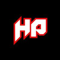 diseño del logotipo hp, diseño inicial de letras hp con estilo de ciencia ficción. logotipo de hp para juegos, deportes, tecnología, digital, comunidad o negocio. fuente del alfabeto en cursiva moderna hp sport. fuentes tipográficas de estilo urbano. vector