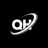 QH Q H letter logo design. Initial letter QH linked circle uppercase monogram logo red and blue. QH logo, Q H design. qh, q h vector