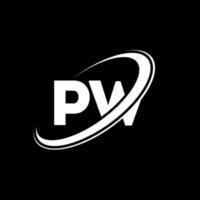 diseño del logotipo de la letra pw pw. letra inicial pw círculo vinculado en mayúsculas logo monograma rojo y azul. logotipo de pw, diseño de pw. pw, pw vector