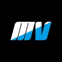 diseño de logotipo de letra mv sobre fondo negro. concepto de logotipo de letra de iniciales creativas mv. diseño de icono mv. mv diseño de icono de letra blanca y azul sobre fondo negro. m.v. vector