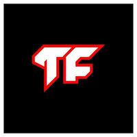 diseño de logotipo tf, diseño inicial de letras tf con estilo de ciencia ficción. logotipo tf para juegos, deportes, tecnología, digital, comunidad o negocio. tf sport fuente de alfabeto cursiva moderna. fuentes tipográficas de estilo urbano. vector