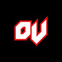 OV logo design, initial OV letter design with sci-fi style. OV logo for game, esport, Technology, Digital, Community or Business. O V sport modern Italic alphabet font. Typography urban style fonts. vector