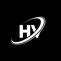 diseño del logotipo de la letra hv hv. letra inicial hv círculo vinculado en mayúsculas logo monograma rojo y azul. logotipo hv, diseño hv. hv, hv vector