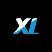 diseño de logotipo de letra xl sobre fondo negro. xl concepto de logotipo de letra de iniciales creativas. diseño de icono xl. xl diseño de icono de letra blanca y azul sobre fondo negro. SG vector