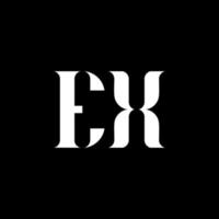 EX E X letter logo design. Initial letter EX uppercase monogram logo white color. EX logo, E X design. EX, E X vector