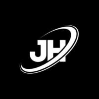 diseño del logotipo de la letra jh jh. letra inicial jh círculo vinculado en mayúsculas logotipo del monograma rojo y azul. logotipo jh, diseño jh. jh, jh vector