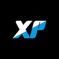 diseño de logotipo de letra xp sobre fondo negro. concepto de logotipo de letra de iniciales creativas xp. diseño de icono xp. xp diseño de icono de letra blanca y azul sobre fondo negro. XP vector