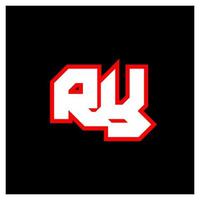 diseño de logotipo ry, diseño inicial de letras ry con estilo de ciencia ficción. logotipo de ry para juegos, deportes, tecnología, digital, comunidad o negocios. ry sport fuente de alfabeto cursiva moderna. fuentes tipográficas de estilo urbano. vector
