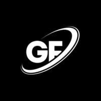 diseño del logotipo de la letra gf gf. letra inicial gf círculo vinculado en mayúsculas logo monograma rojo y azul. logotipo de gf, diseño de gf. novia, novia vector