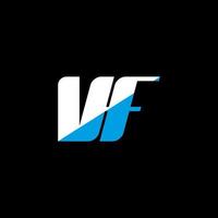 diseño de logotipo de letra vf sobre fondo negro. concepto de logotipo de letra de iniciales creativas vf. diseño de icono vf. vf diseño de icono de letra blanca y azul sobre fondo negro. v.f. vector