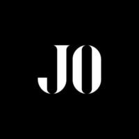 diseño del logotipo de la letra jo jo. letra inicial jo mayúscula monograma logo color blanco. logotipo de jo, diseño de jo. jo, jo vector