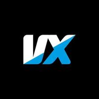 diseño de logotipo de letra vx sobre fondo negro. concepto de logotipo de letra de iniciales creativas vx. diseño de icono vx. vx diseño de icono de letra blanca y azul sobre fondo negro. vx vector