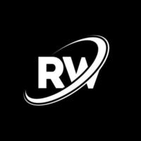 RW R W letter logo design. Initial letter RW linked circle uppercase monogram logo red and blue. RW logo, R W design. rw, r w vector