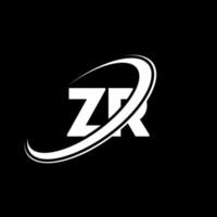 diseño del logotipo de la letra zr zr. letra inicial zr círculo vinculado en mayúsculas logo monograma rojo y azul. logotipo zr, diseño zr. zr, zr vector