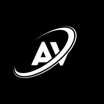 AV A V letter logo design. Initial letter AV linked circle uppercase monogram logo red and blue. AV logo, A V design. av, a v