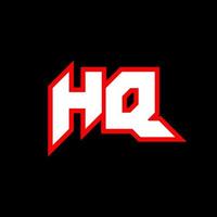 diseño de logotipo hq, diseño de letra hq inicial con estilo de ciencia ficción. logotipo hq para juegos, deportes, tecnología, digital, comunidad o negocios. fuente de alfabeto cursiva moderna hq sport. fuentes tipográficas de estilo urbano. vector