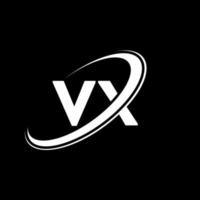 diseño del logotipo de la letra vx vx. letra inicial vx círculo vinculado en mayúsculas logo monograma rojo y azul. logotipo vx, diseño vx. vx, vx vector