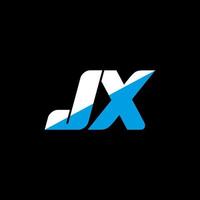 diseño del logotipo de la letra jx sobre fondo negro. concepto de logotipo de letra de iniciales creativas jx. diseño de icono jx. jx diseño de icono de letra blanca y azul sobre fondo negro. jx vector