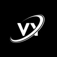 VY V Y letter logo design. Initial letter VY linked circle uppercase monogram logo red and blue. VY logo, V Y design. vy, v y vector