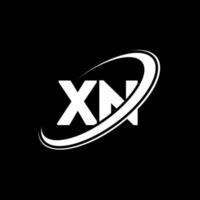 XN X N letter logo design. Initial letter XN linked circle uppercase monogram logo red and blue. XN logo, X N design. xn, x n vector