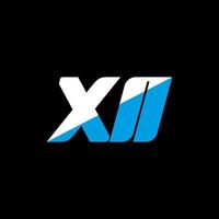 diseño del logotipo de la letra xn sobre fondo negro. concepto de logotipo de letra de iniciales creativas xn. diseño de icono xn. xn diseño de icono de letra blanca y azul sobre fondo negro. xn vector