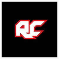 diseño de logotipo rc, diseño de letra rc inicial con estilo de ciencia ficción. logotipo rc para juegos, deportes, tecnología, digital, comunidad o negocio. rc sport fuente de alfabeto cursiva moderna. fuentes tipográficas de estilo urbano. vector