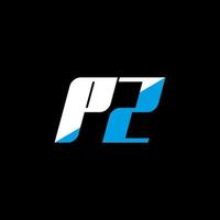 PZ letter logo design on black background. PZ creative initials letter logo concept. PZ icon design. PZ white and blue letter icon design on black background. P Z vector