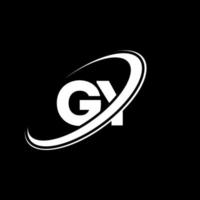 diseño del logotipo de la letra gy gy. letra inicial gy círculo vinculado en mayúsculas logotipo del monograma rojo y azul. logotipo de gy, diseño de gy. gi, gi vector