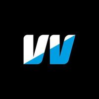 diseño de logotipo de letra vv sobre fondo negro. concepto de logotipo de letra de iniciales creativas vv. diseño de icono vv. vv diseño de icono de letra blanca y azul sobre fondo negro. v.v. vector