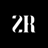 diseño del logotipo de la letra zr zr. letra inicial zr logotipo monograma en mayúsculas color blanco. logotipo zr, diseño zr. zr, zr vector