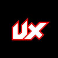 diseño de logotipo ux, diseño de letra ux inicial con estilo de ciencia ficción. logotipo de ux para juegos, deportes, tecnología, digital, comunidad o negocio. ux sport fuente de alfabeto cursiva moderna. fuentes tipográficas de estilo urbano. vector