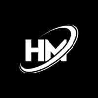 HM H M letter logo design. Initial letter HM linked circle uppercase monogram logo red and blue. HM logo, H M design. hm, h m vector