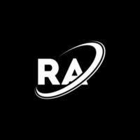 diseño del logotipo de la letra ra ra. letra inicial ra círculo vinculado en mayúsculas logo monograma rojo y azul. logotipo de ra, diseño de ra. ra, ra vector