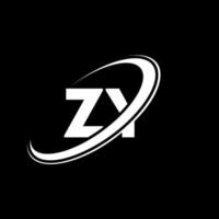 ZY Z Y letter logo design. Initial letter ZY linked circle uppercase monogram logo red and blue. ZY logo, Z Y design. zy, z y vector