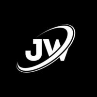 JW J W letter logo design. Initial letter JW linked circle uppercase monogram logo red and blue. JW logo, J W design. jw, j w vector