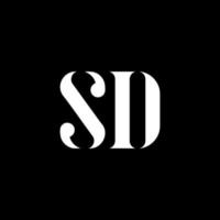 SD S D letter logo design. Initial letter SD uppercase monogram logo white color. SD logo, S D design. SD, S D vector