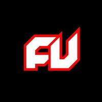 FU logo design, initial FU letter design with sci-fi style. FU logo for game, esport, Technology, Digital, Community or Business. F U sport modern Italic alphabet font. Typography urban style fonts. vector