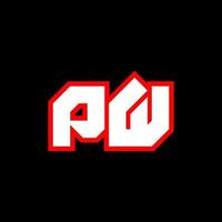 Diseño de logotipo pw, diseño inicial de letra pw con estilo de ciencia ficción. logotipo de pw para juegos, deportes, tecnología, digital, comunidad o negocios. pw sport fuente de alfabeto cursiva moderna. fuentes tipográficas de estilo urbano. vector