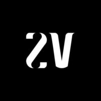 diseño del logotipo de la letra zv. letra inicial zv mayúscula monograma logo color blanco. logotipo zv, diseño zv. zv, zv vector