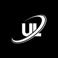 diseño del logotipo de la letra ul ul. letra inicial ul círculo vinculado en mayúsculas logo monograma rojo y azul. logotipo de ul, diseño de ul. ul, ul vector