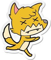 sticker of a cartoon dead fox vector