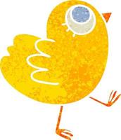 quirky retro illustration style cartoon yellow bird vector