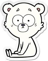 sticker of a nervous polar bear cartoon vector